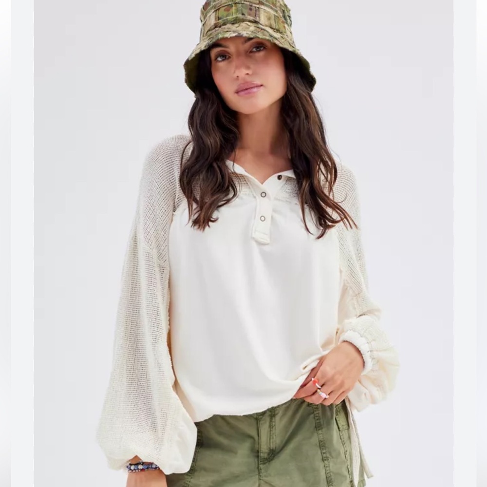 Urban Outfitters Out From Under Ivory Sienna Mesh Drapey Oversized Sweatshirt XS